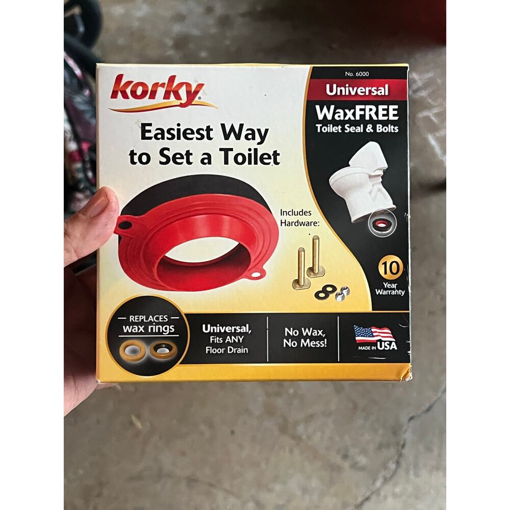 New In Box Korky 6000BP Universal Toilet WaxFree Seal with Hardware